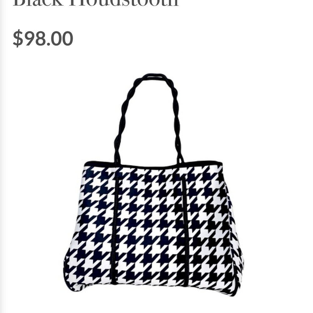 Elegant Houndstooth Tote with Red Interior - Picture 3 of 6